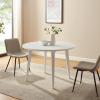 Walker Edison Sibu Japandi Minimalist Round Dining Table Dining Room Kitchen 4 Person, 45 Inch, White(White)