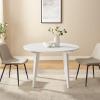 Walker Edison Sibu Japandi Minimalist Round Dining Table Dining Room Kitchen 4 Person, 45 Inch, White(White)