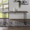 Walker Edison Sutton Wood and Dual Metal Leg Dining Table, 60 Inch, Grey(Grey)