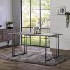 Walker Edison Sutton Wood and Dual Metal Leg Dining Table, 60 Inch, Grey(Grey)