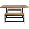 Walker Edison Tien Urban 3-Piece Dining Table and Bench Set, Set of 3, Coastal Oak(Coastal Oak)