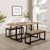 Walker Edison Tien Urban 3-Piece Dining Table and Bench Set, Set of 3, Coastal Oak(Coastal Oak)