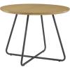 Walker Edison Modern Metal and Wood Round Dining Table, 40 Inch, English Ash