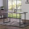 Walker Edison Sutton Wood and Dual Metal Leg Dining Table, 60 Inch, Grey(Grey)