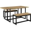 Walker Edison Tien Urban 3-Piece Dining Table and Bench Set, Set of 3, Coastal Oak(Coastal Oak)