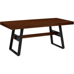 Walker Edison Connely Urban Trestle-Style Metal and Wood Dining Table, 30 Inch, Walnut Veneer