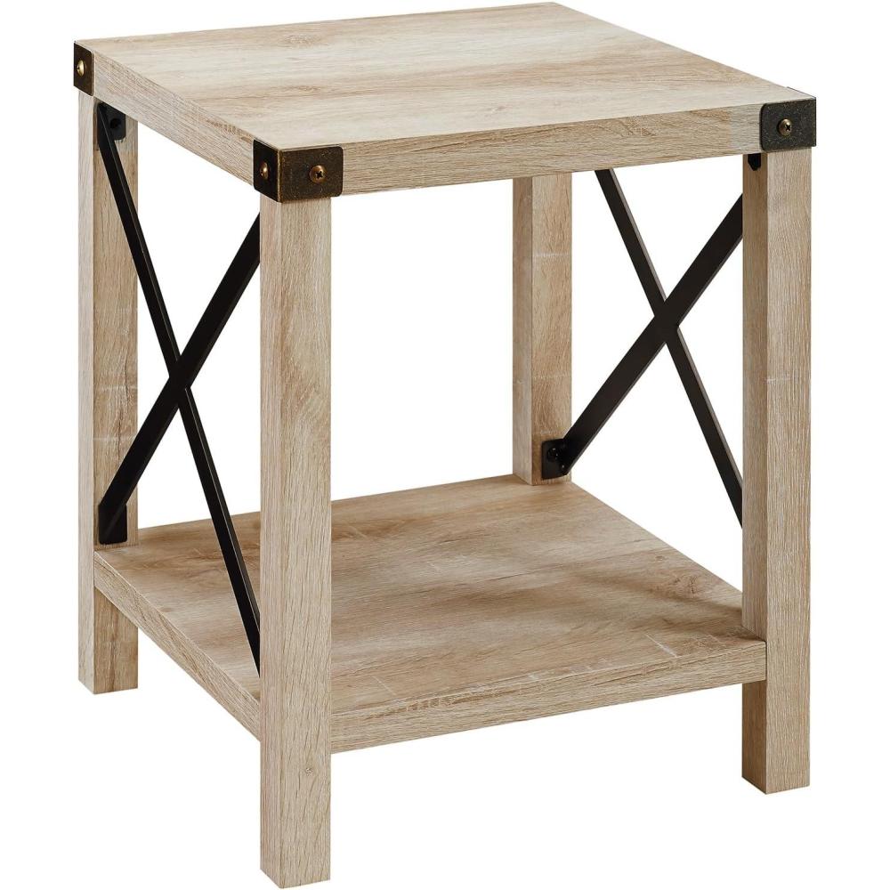 imageWalker Edison Sedalia Modern Farmhouse Metal X Side Table 18 Inch White OakWhite Oak