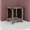 Walker Edison Sedalia Modern Farmhouse Metal X Side Table, 18 Inch, White Oak(Grey Wash)