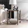 Walker Edison Sedalia Modern Farmhouse Metal X Side Table, 18 Inch, White Oak(Grey Wash)