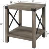 Walker Edison Sedalia Modern Farmhouse Metal X Side Table, 18 Inch, White Oak(Grey Wash)