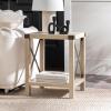 Walker Edison Sedalia Modern Farmhouse Metal X Side Table, 18 Inch, White Oak(White Oak)