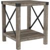 Walker Edison Sedalia Modern Farmhouse Metal X Side Table, 18 Inch, White Oak(Grey Wash)