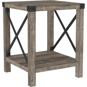Walker Edison Sedalia Modern Farmhouse Metal X Side Table, 18 Inch, White Oak(Grey Wash)