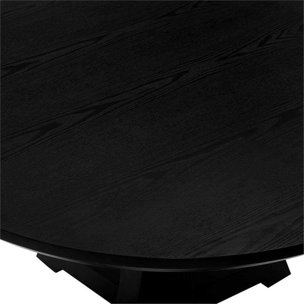 imageWalker Edison Caely Modern Simple Round Dining Table with Pedestal Base 48 Inch Rustic OakBlack