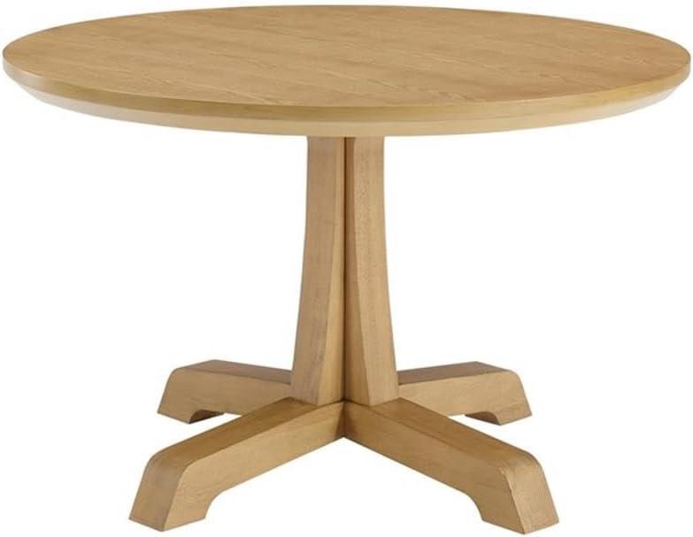 imageWalker Edison Caely Modern Simple Round Dining Table with Pedestal Base 48 Inch Rustic OakRustic Oak