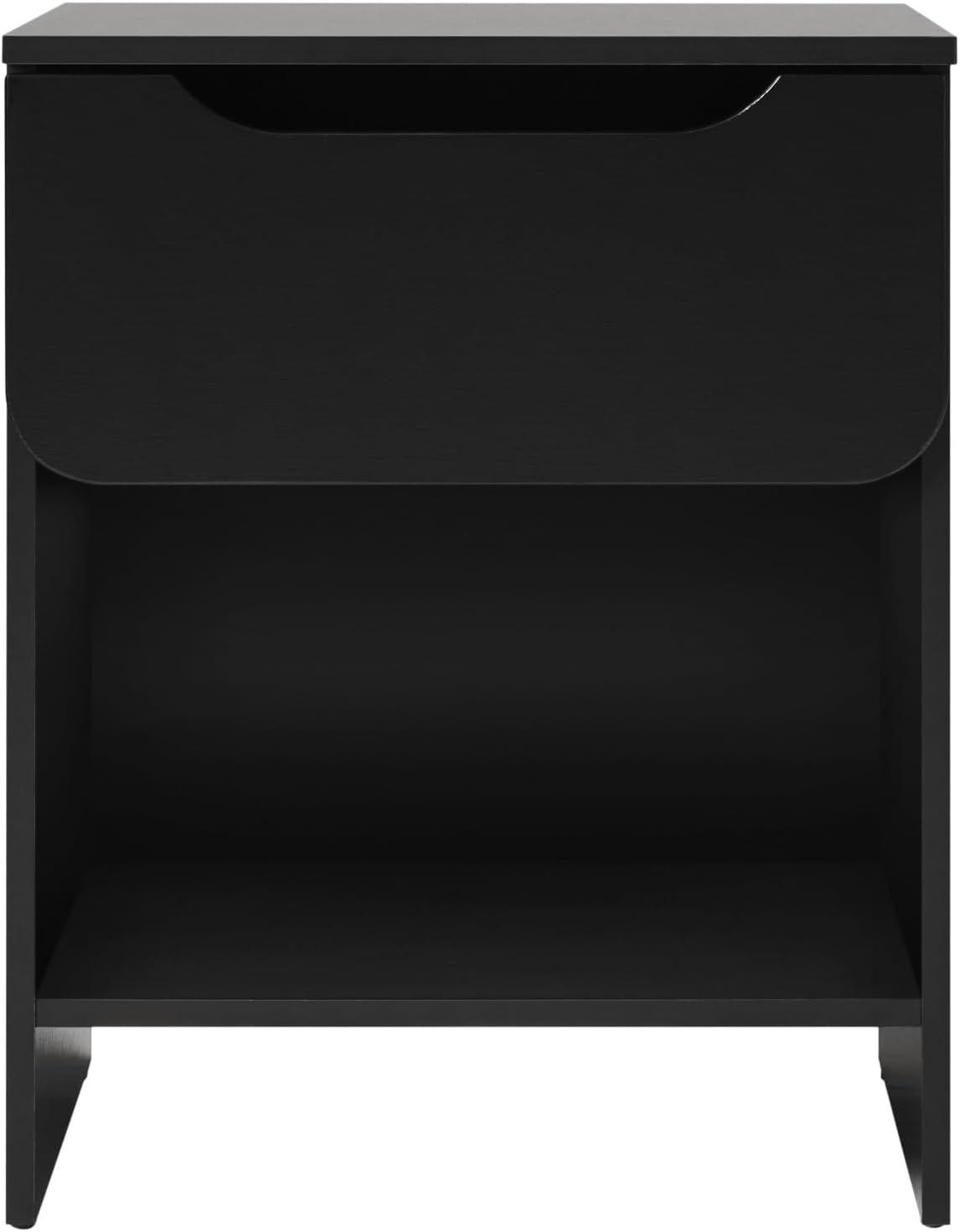 imageWalker Edison Greyer Modern 1Drawer Simple Nightstand 20 Inch BlackBlack