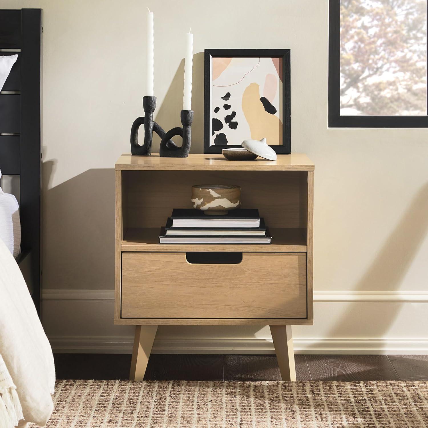 imageWalker Edison Raelyn MidCentury Modern 1Drawer Nightstand 20 Inch BlackRiviera