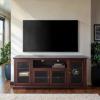 Walker Edison Brahm Classic Glass Door Storage TV Console for TVs up to 80 Inches, 70 Inch, Espresso Brown(Espresso Brown)