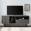 Walker Edison Modern Wood TV Stand with Record Storage for TV’s up to 65″ Flat Screen Universal TV Console Living Room Storage Cabinet Doors Shelves Entertainment Center, 60 Inch, Dark Walnut(Slate Grey)