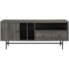 Walker Edison Modern Wood TV Stand with Record Storage for TV’s up to 65″ Flat Screen Universal TV Console Living Room Storage Cabinet Doors Shelves Entertainment Center, 60 Inch, Dark Walnut(Slate Grey)