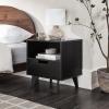 Walker Edison Raelyn Mid-Century Modern 1-Drawer Nightstand, 20 Inch, Black(Black)