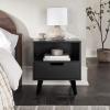 Walker Edison Raelyn Mid-Century Modern 1-Drawer Nightstand, 20 Inch, Black(Black)