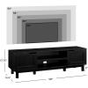 Walker Edison Tage Modern Pull-Open Door Low TV Stand for TVs up to 65 Inches, 58 Inch, Solid Black(Solid Black)