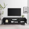 Walker Edison Tage Modern Pull-Open Door Low TV Stand for TVs up to 65 Inches, 58 Inch, Solid Black(Solid Black)