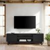Walker Edison Tage Modern Pull-Open Door Low TV Stand for TVs up to 65 Inches, 58 Inch, Solid Black(Solid Black)