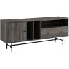 Walker Edison Modern Wood TV Stand with Record Storage for TV’s up to 65″ Flat Screen Universal TV Console Living Room Storage Cabinet Doors Shelves Entertainment Center, 60 Inch, Dark Walnut(Slate Grey)