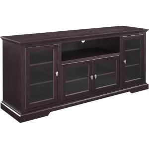 Walker Edison Brahm Classic Glass Door Storage TV Console for TVs up to 80 Inches, 70 Inch, Espresso Brown(Espresso Brown)