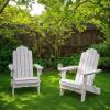 Walker Edison Sully Classic Solid Acacia Wood Outdoor Folding Adirondack Chair, 38 Inch, White Wash(White Wash)