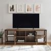 Walker Edison Rustic Modern Farmhouse Metal and Wood TV Stand for TV’s up to 80″ Universal TV Stand for Flat Screen Living Room Storage Cabinets and Shelves Entertainment Center, 70 Inch, Rustic Oak