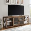 Walker Edison Rustic Modern Farmhouse Metal and Wood TV Stand for TV’s up to 80″ Universal TV Stand for Flat Screen Living Room Storage Cabinets and Shelves Entertainment Center, 70 Inch, Rustic Oak