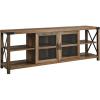 Walker Edison Rustic Modern Farmhouse Metal and Wood TV Stand for TV’s up to 80″ Universal TV Stand for Flat Screen Living Room Storage Cabinets and Shelves Entertainment Center, 70 Inch, Rustic Oak