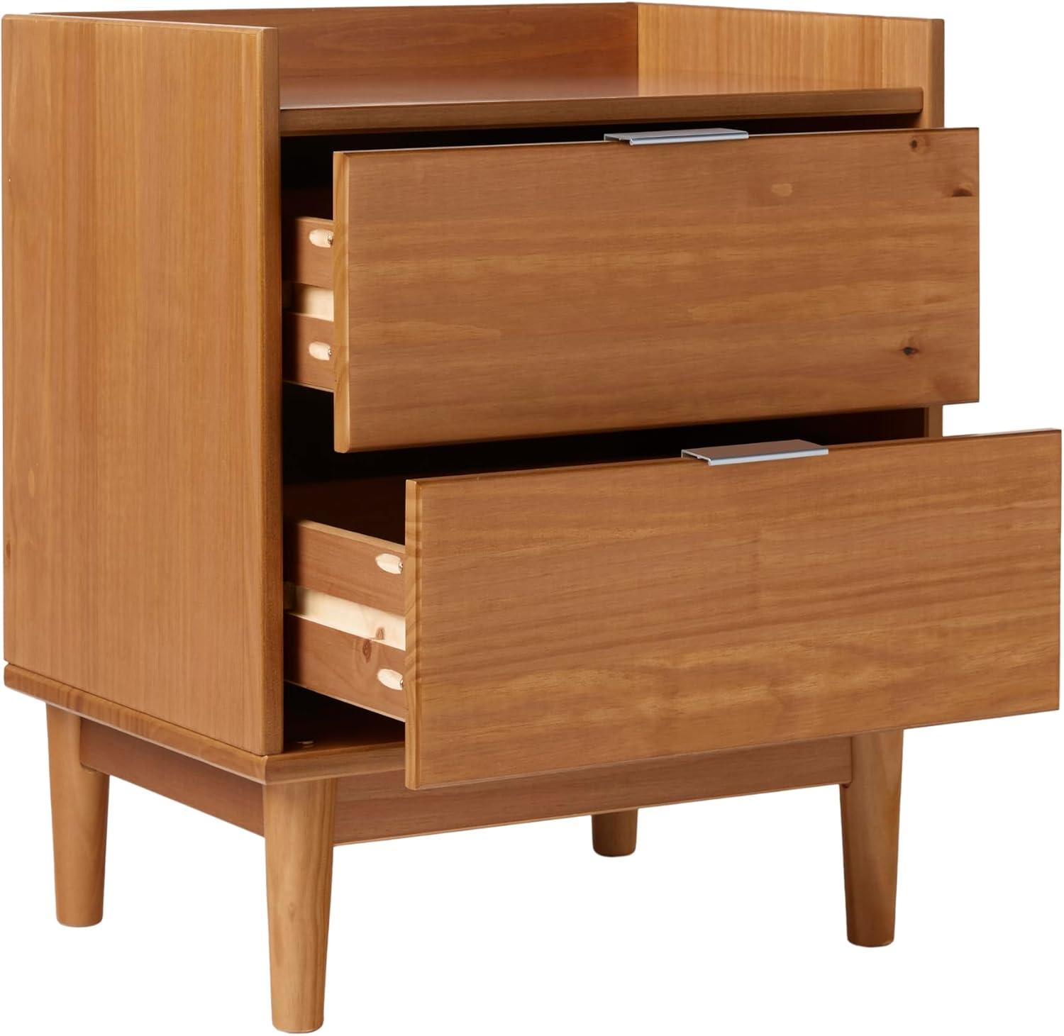 imageWalker Edison Blythe MidCentury Modern TrayTop 2Drawer Nightstand 20 Inch CaramelCaramel