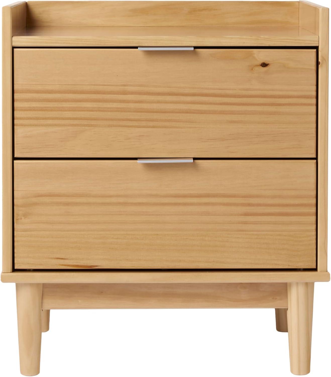 imageWalker Edison Blythe MidCentury Modern TrayTop 2Drawer Nightstand 20 Inch CaramelNatural Pine