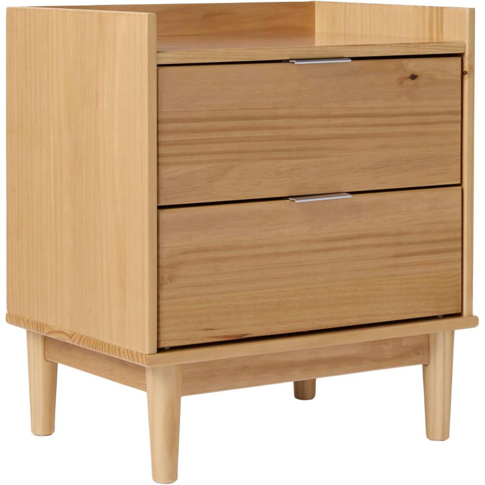 imageWalker Edison Blythe MidCentury Modern TrayTop 2Drawer Nightstand 20 Inch CaramelNatural Pine