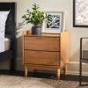 Walker Edison Blythe Mid-Century Modern Tray-Top 2-Drawer Nightstand, 20 Inch, Caramel(Caramel)