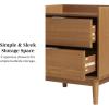 Walker Edison Blythe Mid-Century Modern Tray-Top 2-Drawer Nightstand, 20 Inch, Caramel(Caramel)