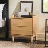 Walker Edison Blythe Mid-Century Modern Tray-Top 2-Drawer Nightstand, 20 Inch, Caramel(Natural Pine)