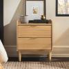 Walker Edison Blythe Mid-Century Modern Tray-Top 2-Drawer Nightstand, 20 Inch, Caramel(Natural Pine)