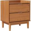 Walker Edison Blythe Mid-Century Modern Tray-Top 2-Drawer Nightstand, 20 Inch, Caramel(Caramel)