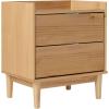 Walker Edison Blythe Mid-Century Modern Tray-Top 2-Drawer Nightstand, 20 Inch, Caramel(Natural Pine)