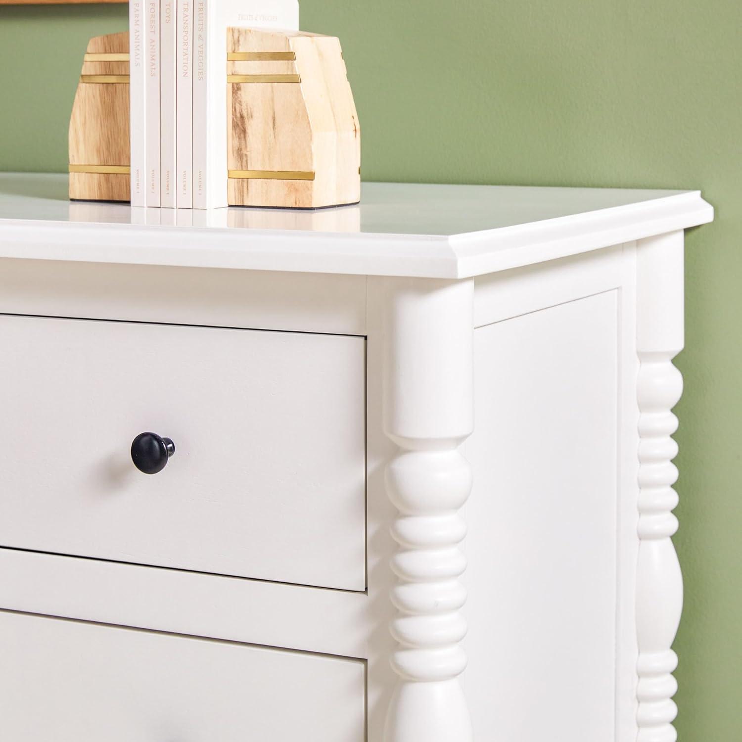 imageWalker Edison EZ Assembly Premium Traditional Solid Wood 6Drawer Dresser Vintage Chest of Drawers Spindle Dresser Quick Assembly Furniture 54 Inch WhiteWhite