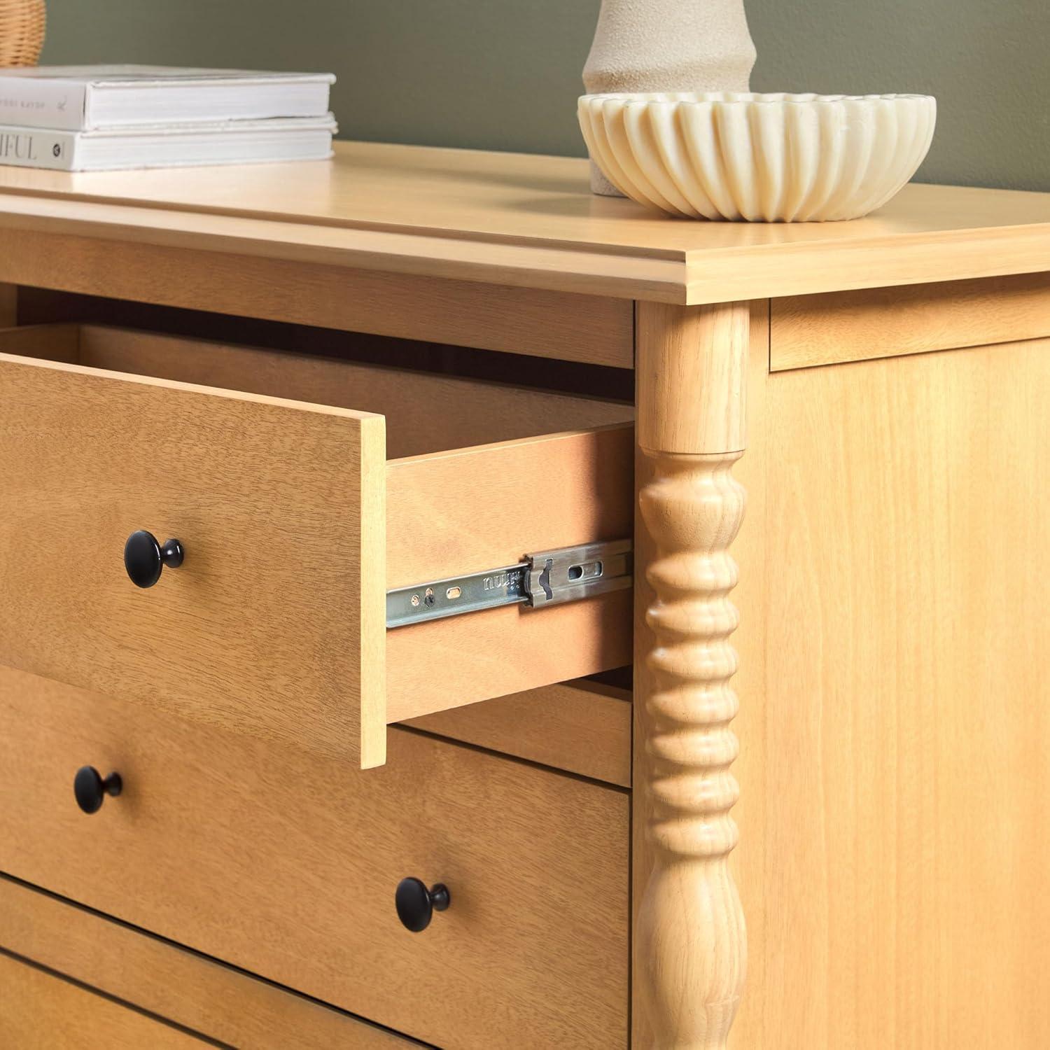 imageWalker Edison EZ Assembly Premium Traditional Solid Wood 6Drawer Dresser Vintage Chest of Drawers Spindle Dresser Quick Assembly Furniture 54 Inch WhiteNatural