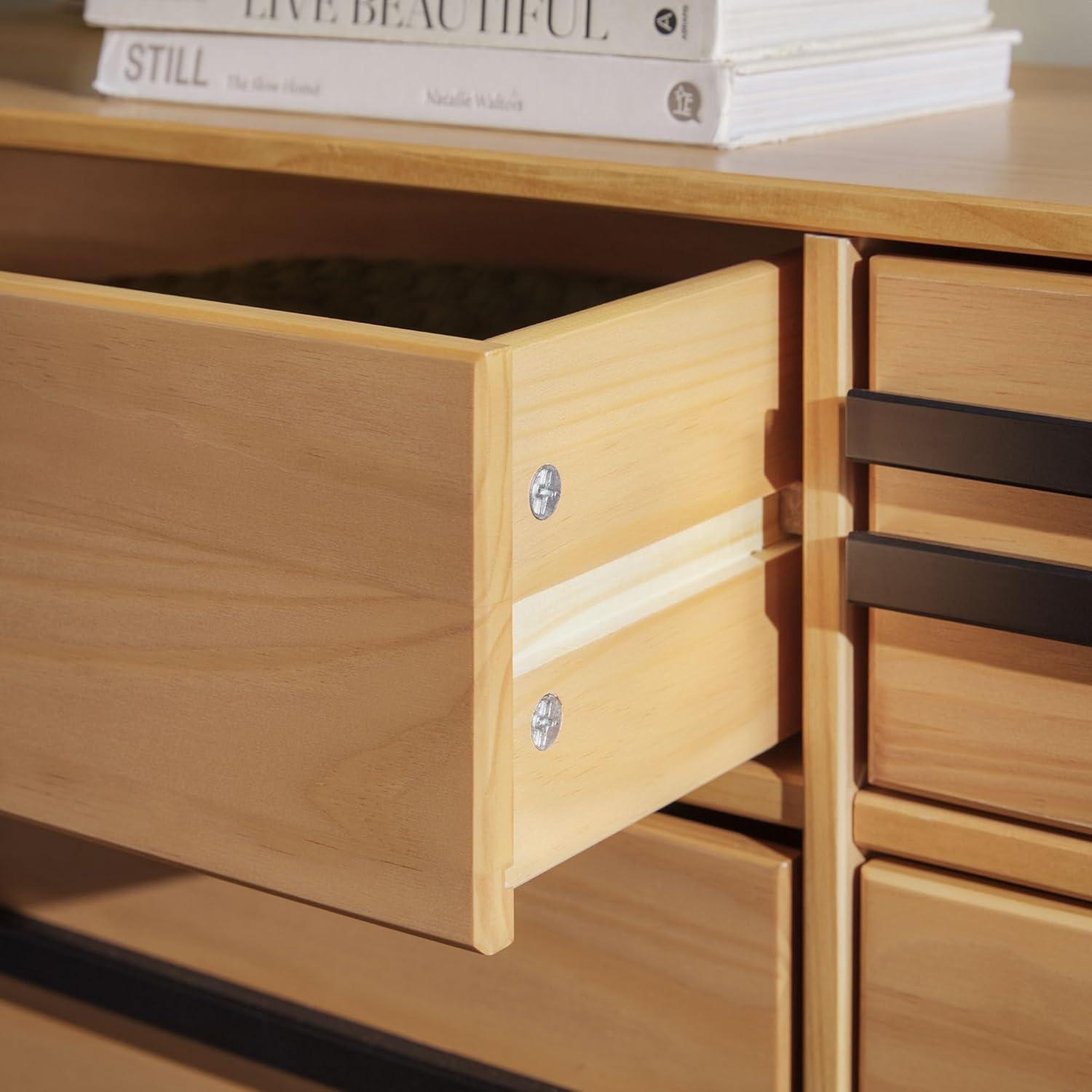 imageWalker Edison Malhia Contemporary Minimalist Solid Wood 6Drawer Dresser 60 Inch Walnut60 Inchnatural Pine