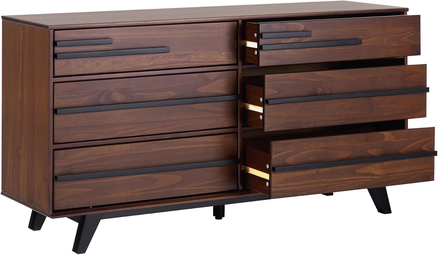 imageWalker Edison Malhia Contemporary Minimalist Solid Wood 6Drawer Dresser 60 Inch Walnut60 Inchwalnut
