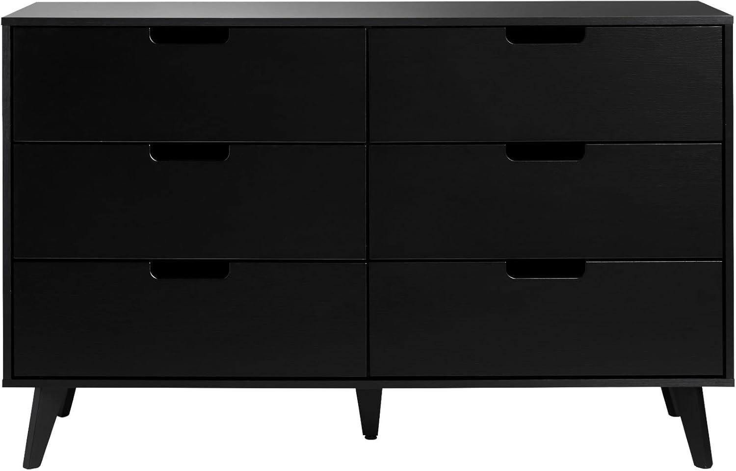 imageWalker Edison Modern 6Drawer Dresser Bedroom Storage Organizer 52 Inch RivieraBlack Cutout