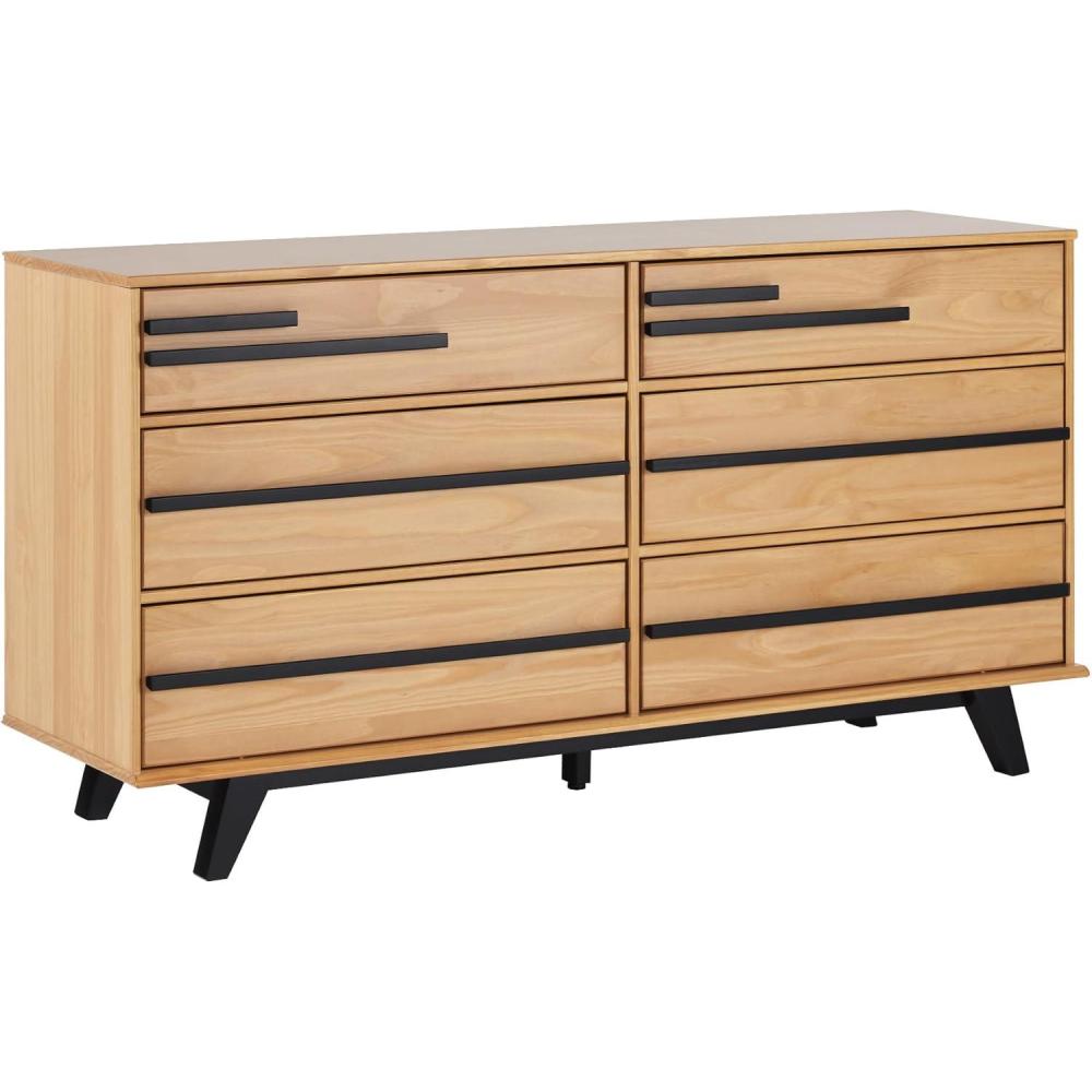 imageWalker Edison Malhia Contemporary Minimalist Solid Wood 6Drawer Dresser 60 Inch Walnut60 Inchnatural Pine